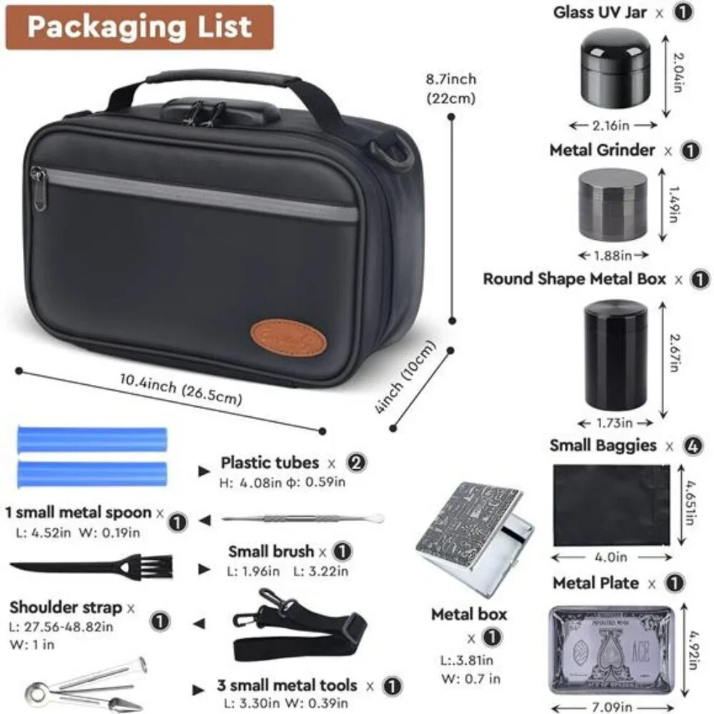 Black lockable storage bag with combination medicine lock box travel organizer